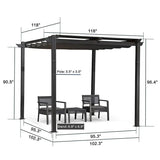 PURPLE LEAF Outdoor Retractable Pergola with Sun Shade Canopy Patio Aluminum Pergola With Curtains
