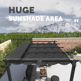 PURPLE LEAF Outdoor Retractable Pergola with Sun Shade Canopy Patio Aluminum Pergola for Garden