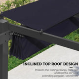 PURPLE LEAF Outdoor Retractable Pergola with Sun Shade Canopy Patio Aluminum Pergola for Garden