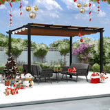PURPLE LEAF Outdoor Retractable Pergola with Sun Shade Canopy Patio Aluminum Pergola With Curtains