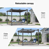 PURPLE LEAF Outdoor Retractable Pergola with Sun Shade Canopy Patio Aluminum Pergola With Curtains