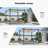 PURPLE LEAF Outdoor Retractable Pergola with Sun Shade Canopy Patio Aluminum Pergola for Garden