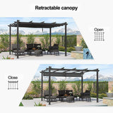 PURPLE LEAF Outdoor Retractable Pergola with Sun Shade Canopy Patio Aluminum Pergola for Garden