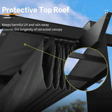 PURPLE LEAF Outdoor Retractable Pergola with Sun Shade Canopy Patio Aluminum Pergola for Garden