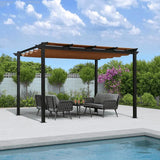 PURPLE LEAF Outdoor Retractable Pergola with Sun Shade Canopy Patio Aluminum Pergola for Garden