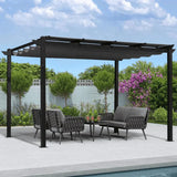 PURPLE LEAF Outdoor Retractable Pergola with Sun Shade Canopy Patio Aluminum Pergola for Garden