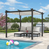 PURPLE LEAF Outdoor Retractable Pergola with Sun Shade Canopy Patio Aluminum Pergola for Garden