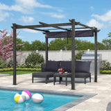 PURPLE LEAF Outdoor Retractable Pergola with Sun Shade Canopy Patio Aluminum Pergola With Curtains