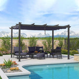 PURPLE LEAF Outdoor Retractable Pergola with Sun Shade Canopy Patio Aluminum Pergola for Garden