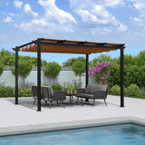 PURPLE LEAF Outdoor Retractable Pergola with Sun Shade Canopy Patio Aluminum Pergola for Garden