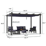 PURPLE LEAF Outdoor Retractable Pergola with Sun Shade Canopy Patio Aluminum Pergola for Garden