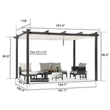 PURPLE LEAF Outdoor Retractable Pergola with Sun Shade Canopy Patio Aluminum Pergola for Garden