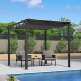 PURPLE LEAF Outdoor Retractable Pergola with Sun Shade Canopy Patio Aluminum Pergola for Garden