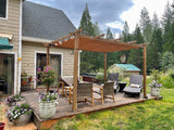 PURPLE LEAF Outdoor Retractable Pergola with Sun Shade Canopy Patio Metal Shelter for Garden Pavilion Natural Wood Grain Frame Grill Gazebo