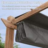 PURPLE LEAF Outdoor Retractable Pergola with Sun Shade Canopy Patio Metal Shelter for Garden Pavilion Natural Wood Grain Frame Grill Gazebo
