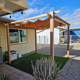 PURPLE LEAF Outdoor Retractable Pergola with Sun Shade Canopy In Natural Wood Grain Frame With Curtains