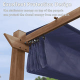 PURPLE LEAF Outdoor Retractable Pergola with Sun Shade Canopy Patio Metal Shelter for Garden Pavilion Natural Wood Grain Frame Grill Gazebo