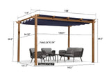 PURPLE LEAF Outdoor Retractable Pergola with Sun Shade Canopy In Natural Wood Grain Frame With Curtains