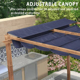 PURPLE LEAF Outdoor Retractable Pergola with Sun Shade Canopy In Natural Wood Grain Frame With Curtains
