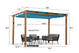 PURPLE LEAF Outdoor Retractable Pergola with Sun Shade Canopy In Natural Wood Grain Frame With Curtains