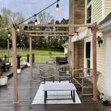 PURPLE LEAF Outdoor Retractable Pergola with Sun Shade Canopy Patio Metal Shelter for Garden Pavilion Natural Wood Grain Frame Grill Gazebo