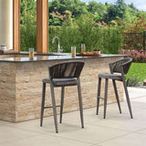 PURPLE LEAF Bar Stool Rattan Bar Stools Counter Stools with Back Metal Bar Height Stool Outdoor Bar Chair for Garden Kitchen