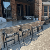 PURPLE LEAF Bar Stool Rattan Bar Stools Counter Stools with Back Metal Bar Height Stool Outdoor Bar Chair for Garden Kitchen