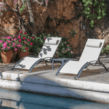 PURPLE LEAF Patio Chaise Lounge Set Outdoor Beach Pool Sunbathing Lawn Lounger Recliner Chair Outside Chairs with Side Table Included