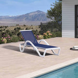 PURPLE LEAF Patio Chaise Lounge Chair Outdoor Plastic Textilene Sun Bathing Recliner Tanning Pool Lounger with 6 Adjustable Position for Outside Beach in-Pool Lawn Poolside