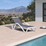PURPLE LEAF Patio Chaise Lounge Chair Outdoor Plastic Textilene Sun Bathing Recliner Tanning Pool Lounger with 6 Adjustable Position for Outside Beach in-Pool Lawn Poolside