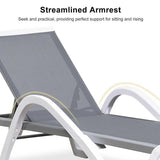 PURPLE LEAF Patio Chaise Lounge Chair Outdoor Plastic Textilene Sun Bathing Recliner Tanning Pool Lounger with 6 Adjustable Position for Outside Beach in-Pool Lawn Poolside