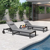 PURPLE LEAF Patio Tanning Chaise Lounge Chair Set with Face Down Hole