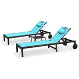 PURPLE LEAF Patio Tanning Chaise Lounge Chair Set with Face Down Hole