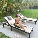 PURPLE LEAF Patio Tanning Chaise Lounge Chair Set with Face Down Hole