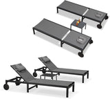 PURPLE LEAF Patio Tanning Chaise Lounge Chair Set with Face Down Hole