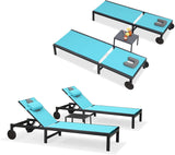 PURPLE LEAF Patio Tanning Chaise Lounge Chair Set with Face Down Hole