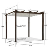 PURPLE LEAF Bronze Pergola Outdoor Retractable Metal Pergola with Canopy with Shade Cover With Curtains