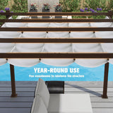 PURPLE LEAF Pergola Outdoor Retractable Metal Pergola with Canopy Patio Pergola with Shade Cover for Garden Pool Yard Beach Deck