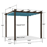 PURPLE LEAF Pergola Outdoor Retractable Metal Pergola with Canopy Patio Pergola with Shade Cover for Garden Pool Yard Beach Deck