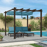 PURPLE LEAF Pergola Outdoor Retractable Metal Pergola with Canopy Patio Pergola with Shade Cover for Garden Pool Yard Beach Deck