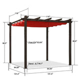 PURPLE LEAF Pergola Outdoor Retractable Metal Pergola with Canopy Patio Pergola with Shade Cover for Garden Pool Yard Beach Deck