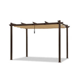 PURPLE LEAF Bronze Pergola Outdoor Retractable Metal Pergola with Canopy with Shade Cover With Curtains