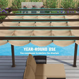 PURPLE LEAF Pergola Outdoor Retractable Metal Pergola with Canopy Patio Pergola with Shade Cover for Garden Pool Yard Beach Deck
