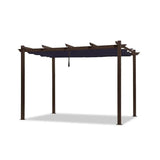 PURPLE LEAF Bronze Pergola Outdoor Retractable Metal Pergola with Canopy with Shade Cover With Curtains