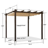 PURPLE LEAF Pergola Outdoor Retractable Metal Pergola with Canopy Patio Pergola with Shade Cover for Garden Pool Yard Beach Deck