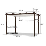 PURPLE LEAF Pergola Outdoor Retractable Metal Pergola with Canopy Patio Pergola with Shade Cover for Garden Pool Yard Beach Deck