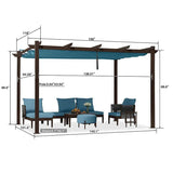PURPLE LEAF Pergola Outdoor Retractable Metal Pergola with Canopy Patio Pergola with Shade Cover for Garden Pool Yard Beach Deck