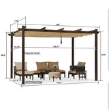 PURPLE LEAF Pergola Outdoor Retractable Metal Pergola with Canopy Patio Pergola with Shade Cover for Garden Pool Yard Beach Deck