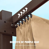 PURPLE LEAF Bronze Pergola Outdoor Retractable Metal Pergola with Canopy with Shade Cover With Curtains