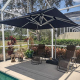 PURPLE LEAF Rectangular Cantilever Umbrella with Base, Outdoor Umbrellas with Lights